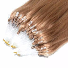 8A Russian remy human hair Silk straight micro bead wefts human hair extensions brown micro loop ring